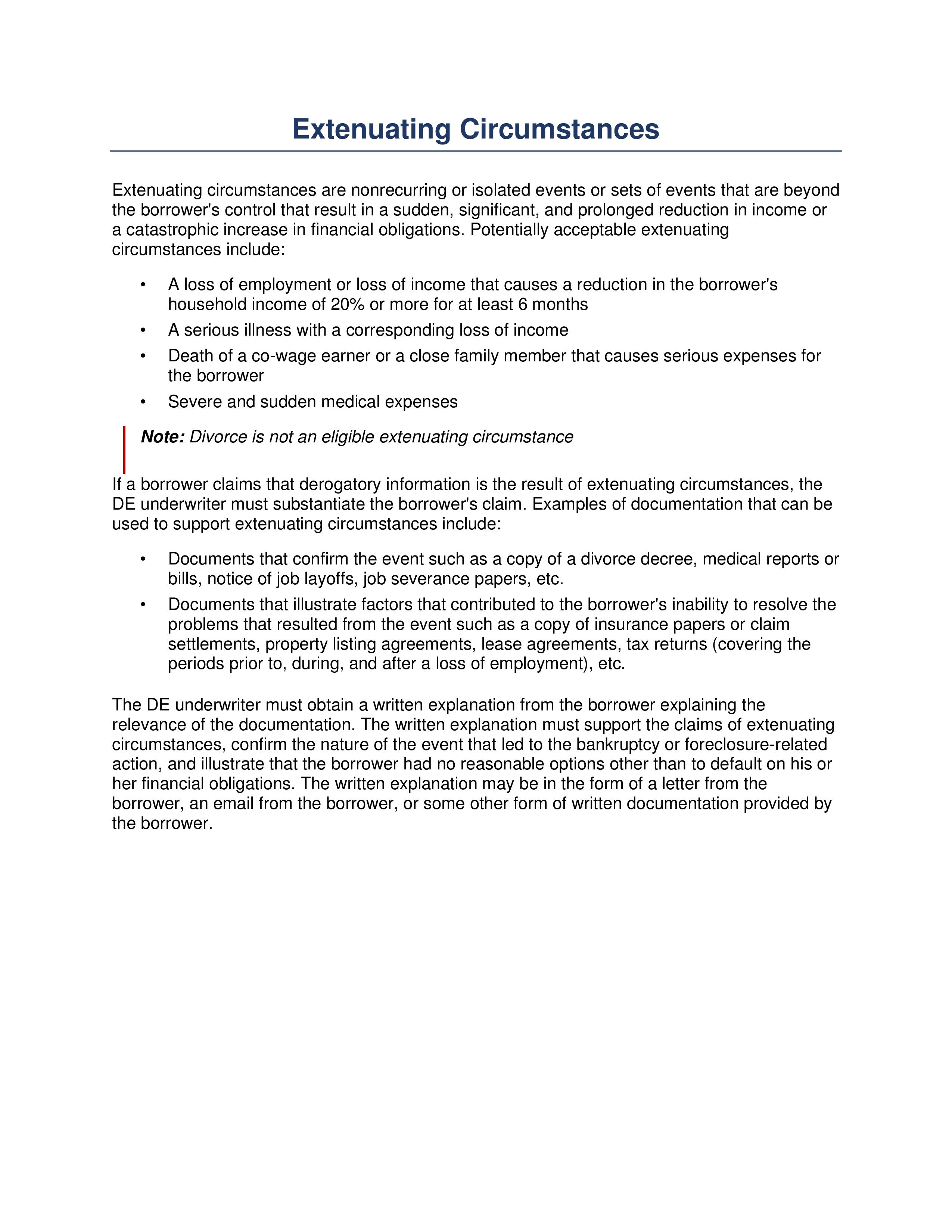 HUD Extenuating Circumstances